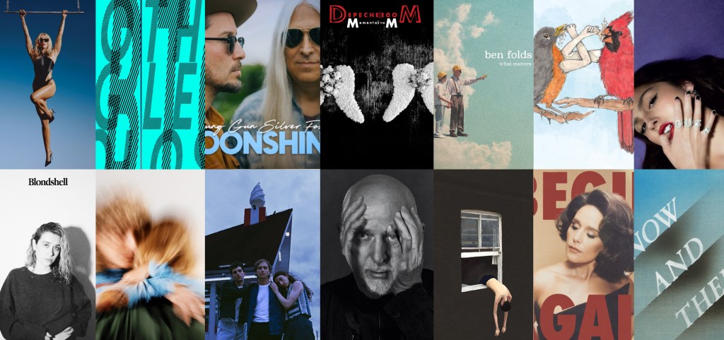 Collage of artwork representing the author's favorite songs of 2023.